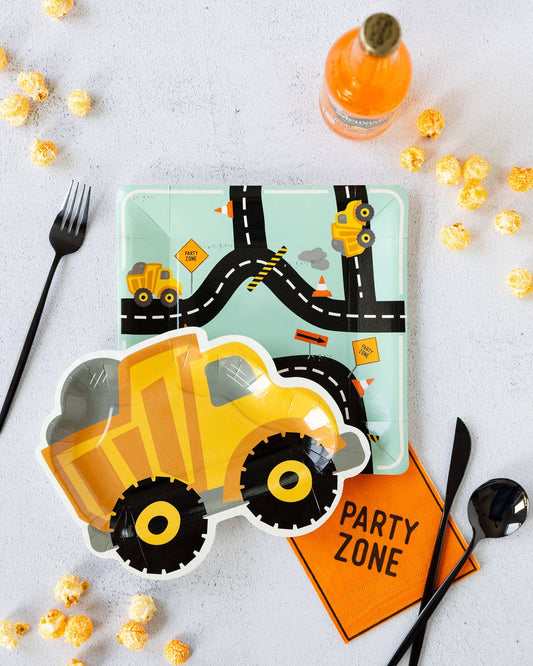 Construction Dump Truck Shaped Plate Set