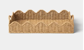 Scalloped Rattan Tray