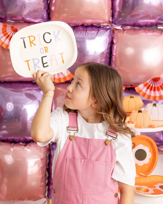Trick or Treat Word Bubble Shaped Paper Plate