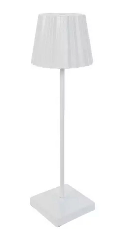 White Pleated Rechargeable Table Lamp