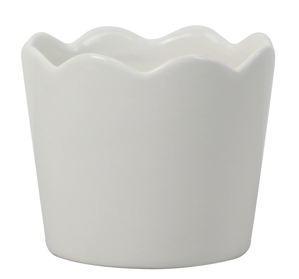 White Scalloped Planter