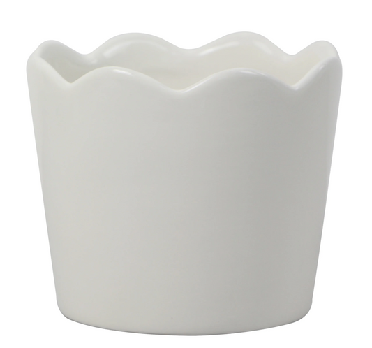 White Scalloped Planter