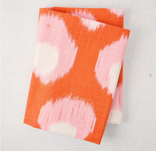 Ikat Printed Pink and Orange Table Cloth