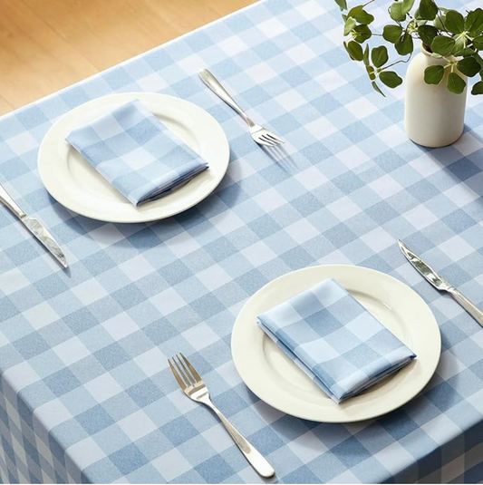 Blue Buffalo Plaid Tablecloth