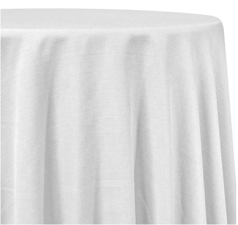 White Dupioni Round Tablecloth