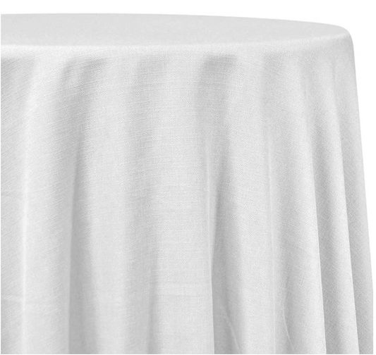 White Dupioni Round Tablecloth